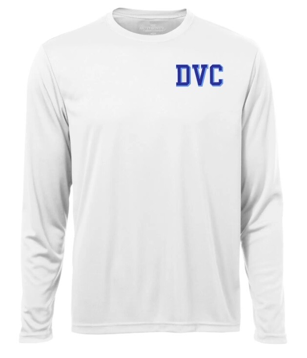 Dartmouth Volleyball Club - White DVC Long Sleeve Moist Wick Shirt (Left Chest Logo)