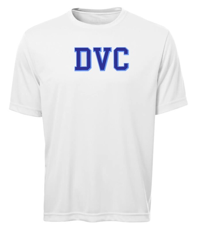 Dartmouth Volleyball Club - White DVC Short Sleeve Moist Wick (Full Chest Logo)