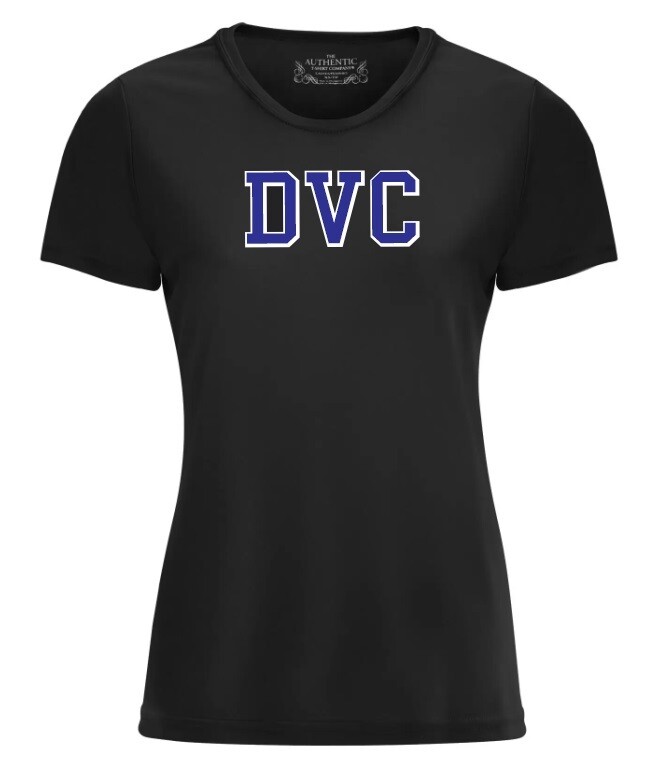 Dartmouth Volleyball Club -  Black DVC Ladies Short Sleeve Moist Wick (Full Chest Logo)