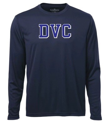 Dartmouth Volleyball Club - Navy DVC Long Sleeve Moist Wick Shirt (Full Chest Logo)