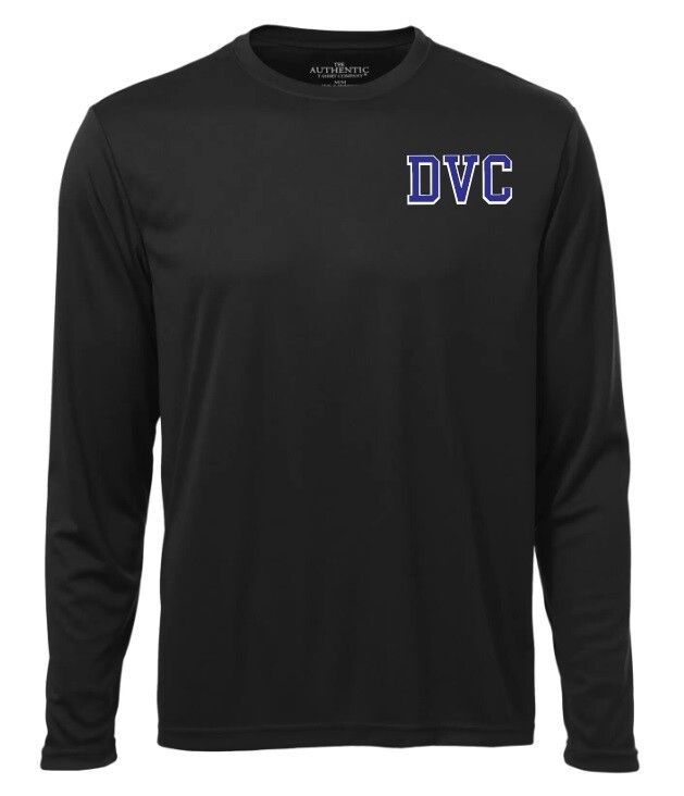 Dartmouth Volleyball Club - Black DVC Long Sleeve Moist Wick Shirt (Left Chest Logo)