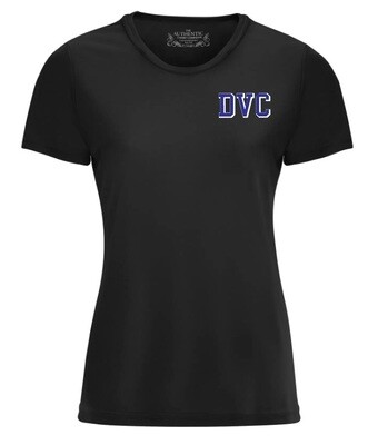 Dartmouth Volleyball Club - Black DVC Ladies Short Sleeve Moist Wick (Left Chest Logo)