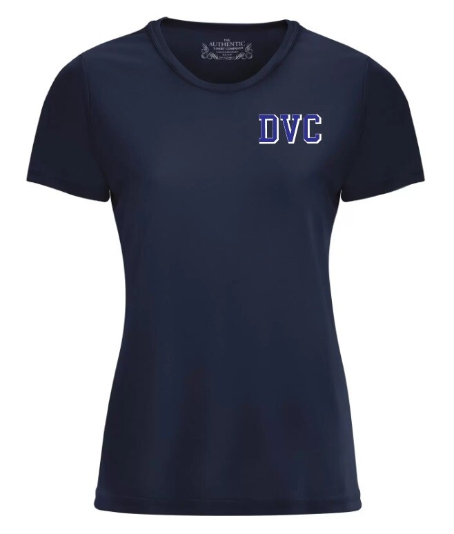 Dartmouth Volleyball Club -  Navy DVC Ladies Short Sleeve Moist Wick (Left Chest Logo)