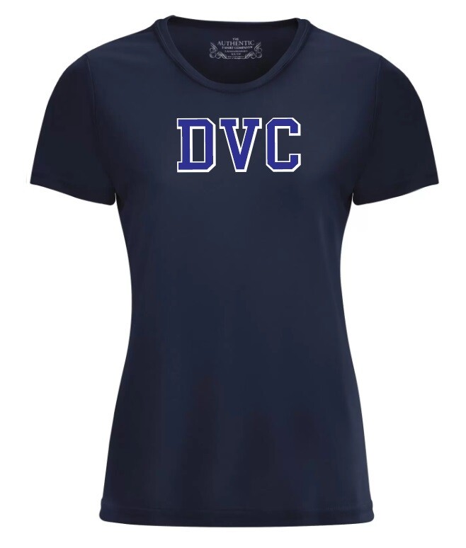 Dartmouth Volleyball Club -  Navy DVC Ladies Short Sleeve Moist Wick (Full Chest Logo)