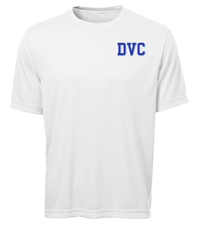 Dartmouth Volleyball Club - White DVC Short Sleeve Moist Wick (Left Chest Logo)