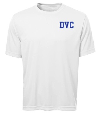 Dartmouth Volleyball Club - White DVC Short Sleeve Moist Wick (Left Chest Logo)