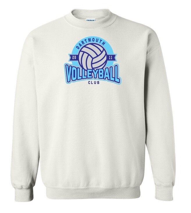 Dartmouth Volleyball Club - White Dartmouth Volleyball Club Logo Crewneck Sweatshirt (Full Chest Logo)