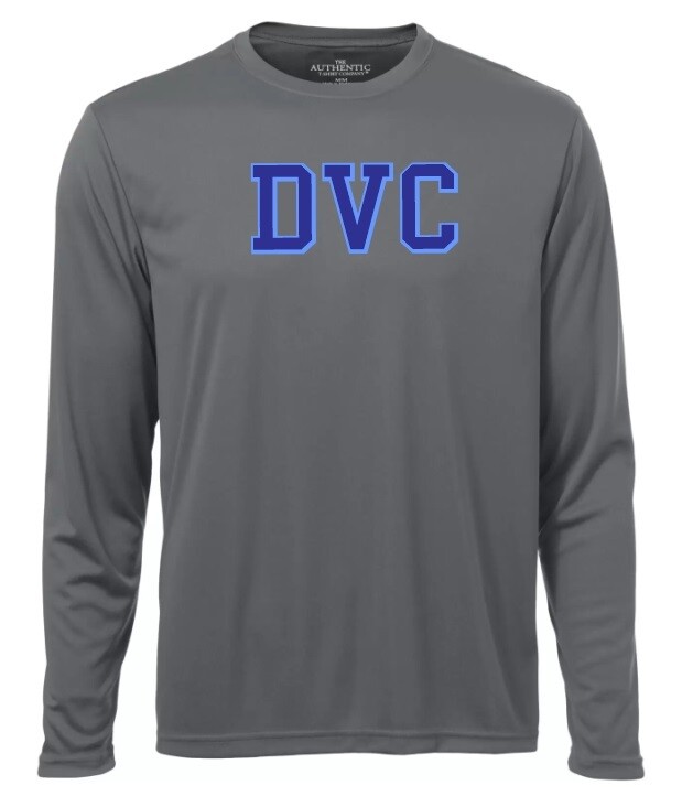 Dartmouth Volleyball Club - Coal Grey DVC Long Sleeve Moist Wick Shirt (Full Chest Logo)