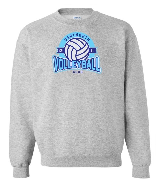Dartmouth Volleyball Club - Sport Grey Dartmouth Volleyball Club Logo Crewneck Sweatshirt (Full Chest Logo)