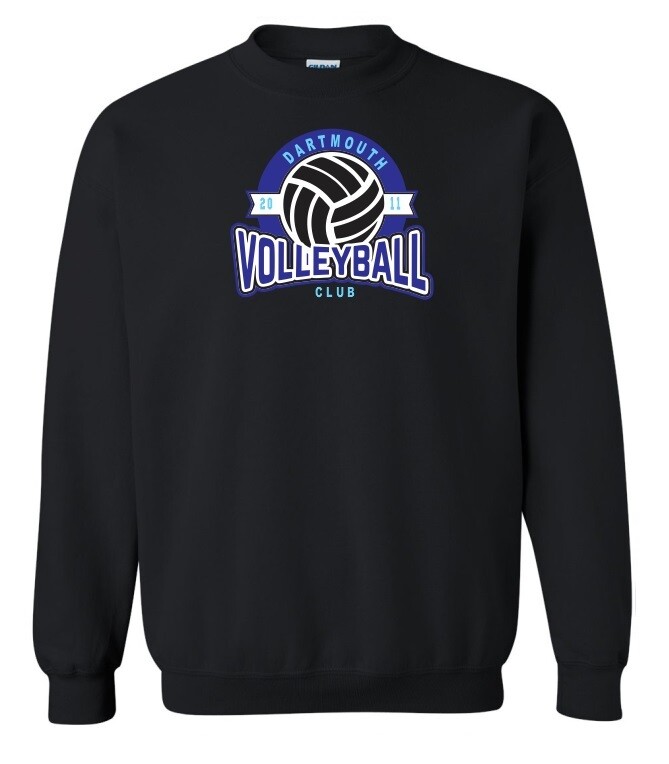 Dartmouth Volleyball Club - Black Dartmouth Volleyball Club Logo Crewneck Sweatshirt (Full Chest Logo)