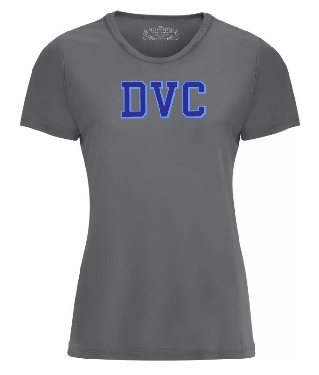 Dartmouth Volleyball Club -  Coal Grey DVC Ladies Short Sleeve Moist Wick (Full Chest Logo)