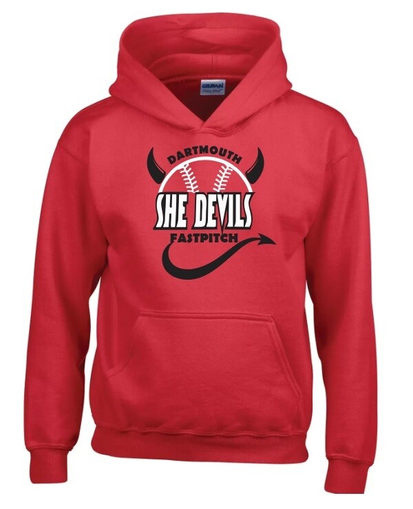 Dartmouth She Devils - Red Dartmouth She Devils Fast Pitch Logo Hoodie
