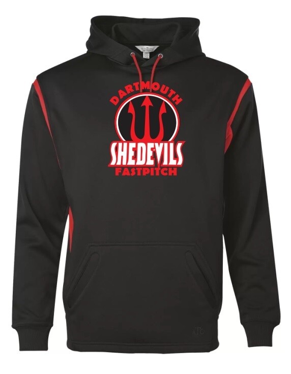 Dartmouth She Devils - Black & Red Dartmouth She Devils Fast Pitch Performance Hoodie (Pitchfork Logo)