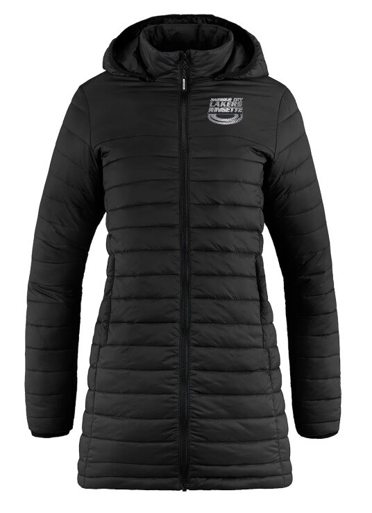 HCL  - *Limited Edition* Ladies Black Harbour City Lakers Ring Lightweight Puffy Jacket (Silver Thread)