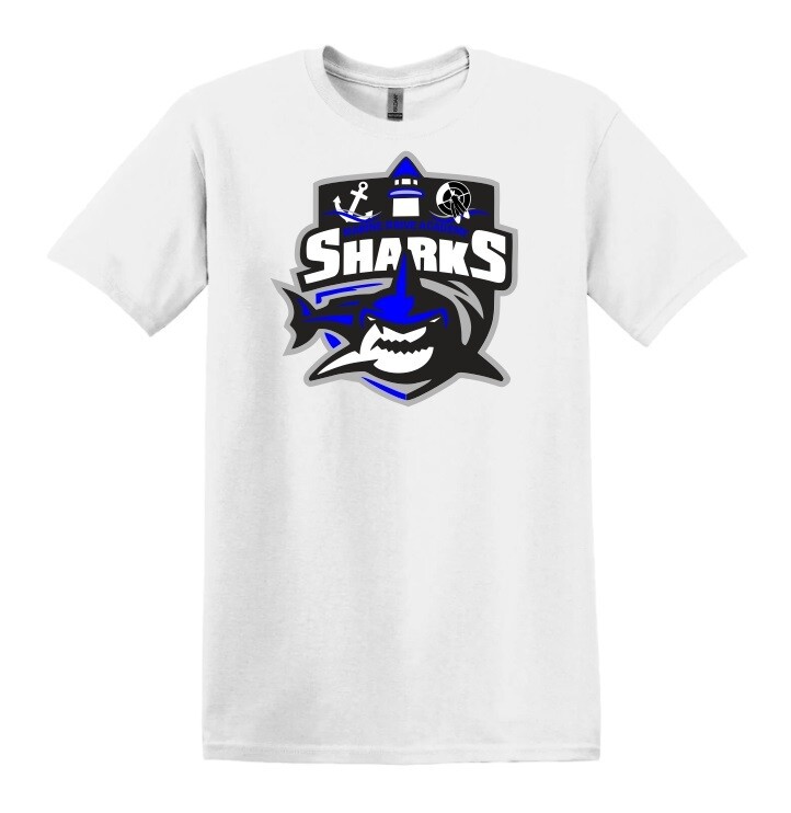 Marine Drive Academy - White Marine Drive Academy Sharks Logo T-Shirt