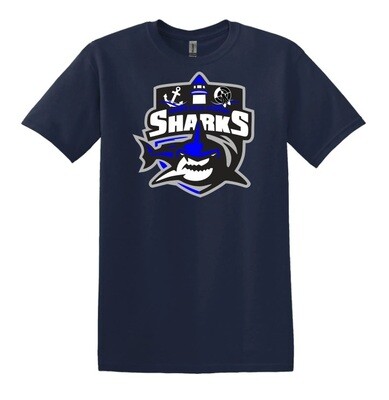 Marine Drive Academy - Navy Marine Drive Academy Sharks Logo T-Shirt