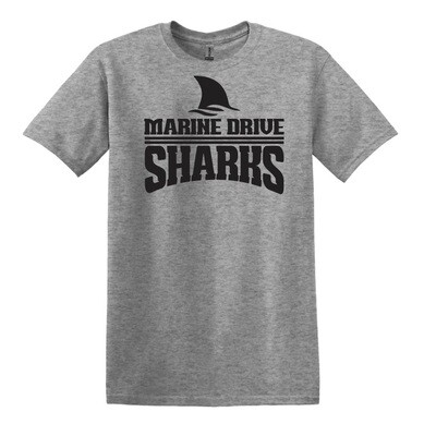 Marine Drive Academy - Sport Grey Marine Drive Sharks Logo T-Shirt