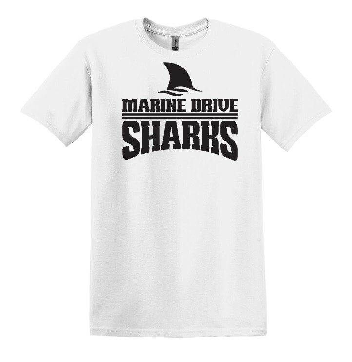 Marine Drive Academy - White Marine Drive Sharks Logo T-Shirt