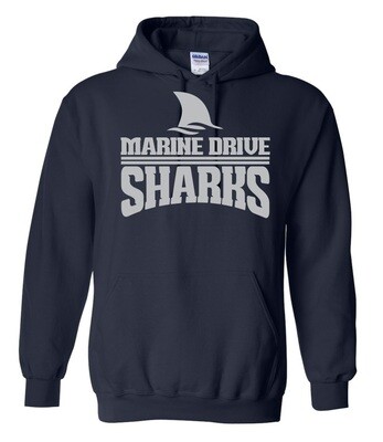 Marine Drive Academy - Navy Marine Drive Sharks Logo Hoodie