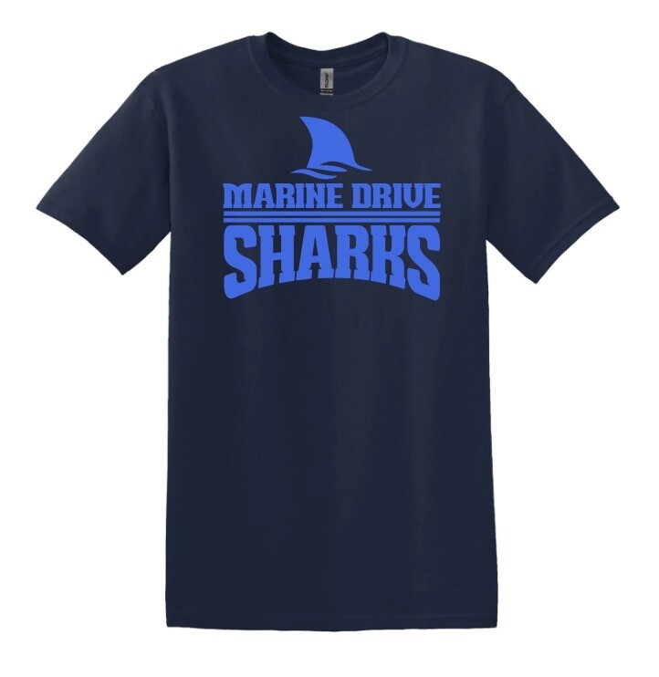 Marine Drive Academy - Navy Marine Drive Sharks Logo T-Shirt