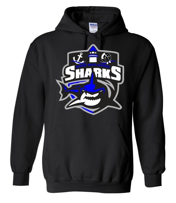 Marine Drive Academy - Black Marine Drive Academy Sharks Logo Hoodie