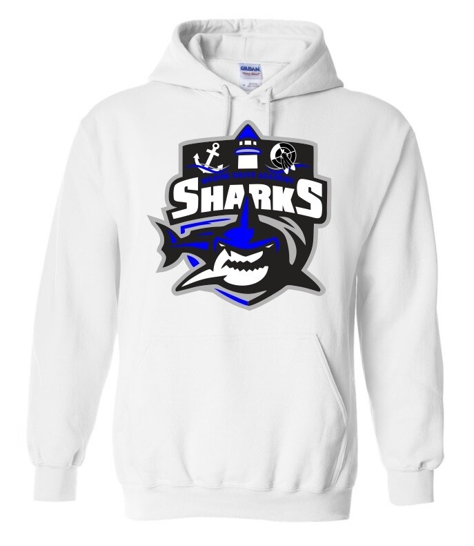 Marine Drive Academy - White Marine Drive Academy Sharks Logo Hoodie
