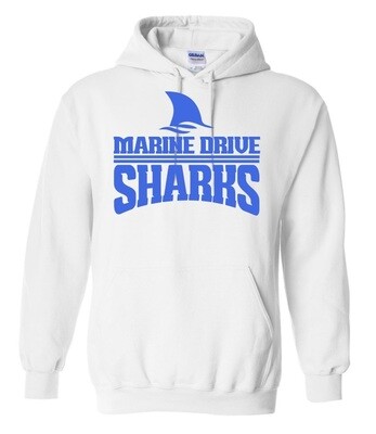 Marine Drive Academy - White Marine Drive Sharks Logo Hoodie