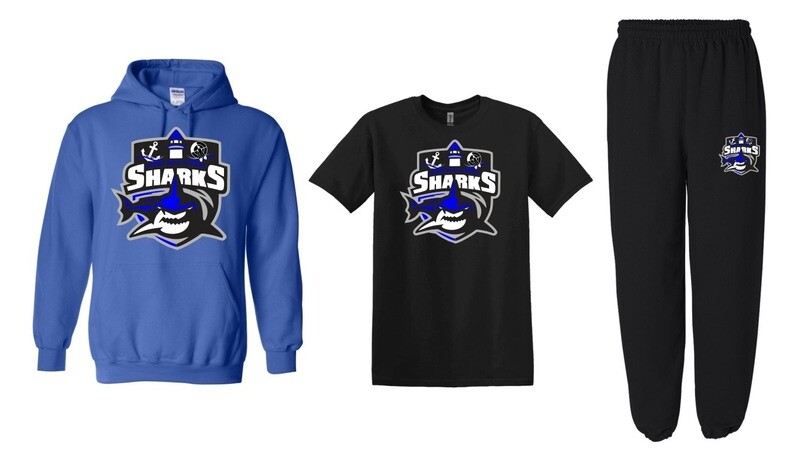 Marine Drive Academy - Marine Drive Academy Sharks Logo Bundle (Hoodie, Cotton T-Shirt &amp; Sweatpants)