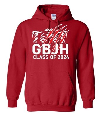 Gaetz Brook Junior High - Red GBJH Class of 2024 Hoodie (with Bear)