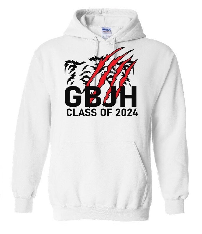 Gaetz Brook Junior High - White GBJH Class of 2024 Hoodie (with Bear)