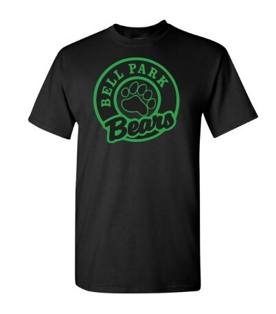 Bell Park Academic Centre - Black Bell Park Bears T-Shirt (Reversed Color Logo Full Chest)