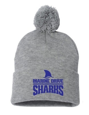 Marine Drive Academy - Athletic Grey Marine Drive Sharks Pom-Pom Beanie