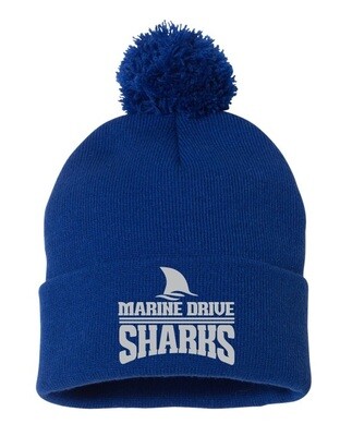 Marine Drive Academy - Royal Blue Marine Drive Sharks Pom-Pom Beanie