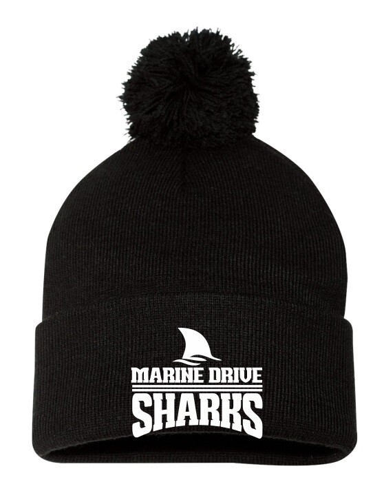 Marine Drive Academy - Black Marine Drive Sharks Pom-Pom Beanie