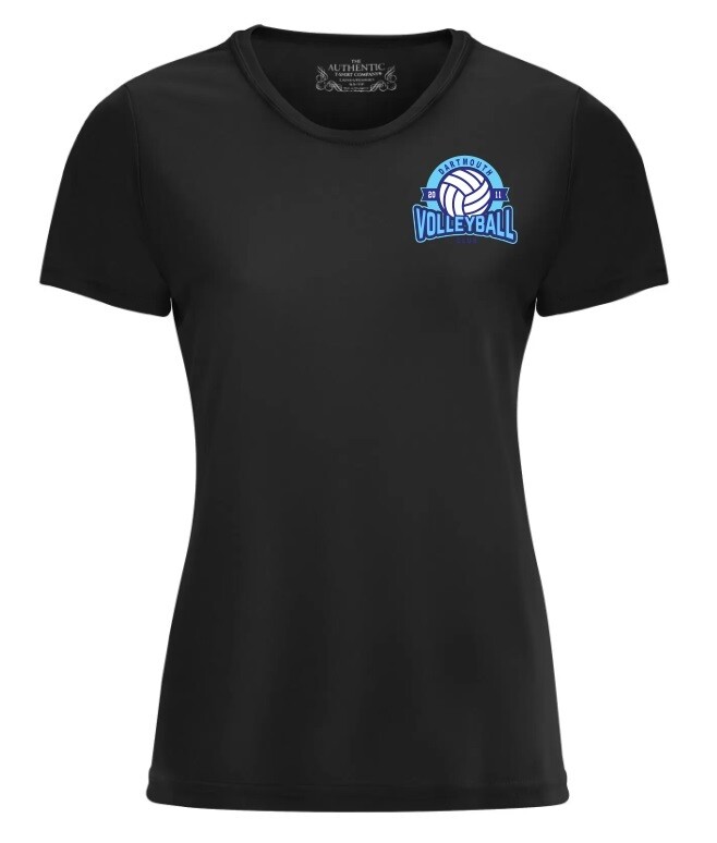 Dartmouth Volleyball Club -  Black Dartmouth Volleyball Club Logo Ladies Short Sleeve Moist Wick (Left Chest Logo)