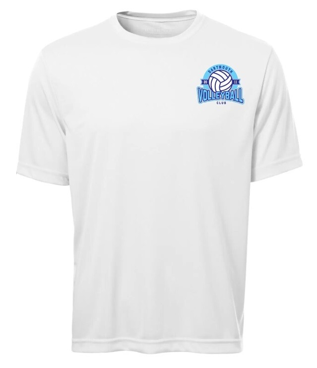 Dartmouth Volleyball Club - White Dartmouth Volleyball Club Logo Short Sleeve Moist Wick (Left Chest Logo)