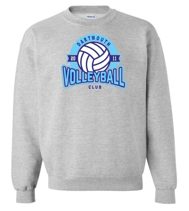 Dartmouth Volleyball Club - Sport Grey Dartmouth Volleyball Club Logo Crewneck Sweatshirt (Full Chest Logo)