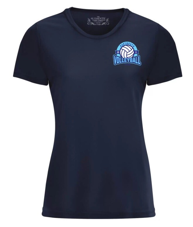 Dartmouth Volleyball Club -  Navy Dartmouth Volleyball Club Logo Ladies Short Sleeve Moist Wick (Left Chest Logo)