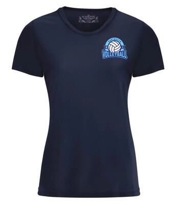 Dartmouth Volleyball Club - Navy Dartmouth Volleyball Club Logo Ladies Short Sleeve Moist Wick (Left Chest Logo)