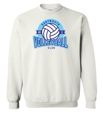Dartmouth Volleyball Club - White Dartmouth Volleyball Club Logo Crewneck Sweatshirt (Full Chest Logo)