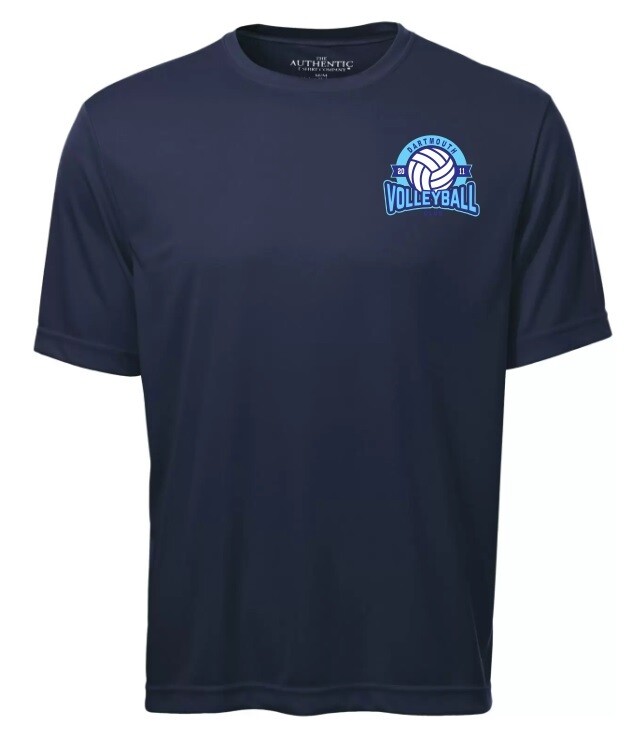 Dartmouth Volleyball Club - Navy Dartmouth Volleyball Club Logo Short Sleeve Moist Wick (Left Chest Logo)