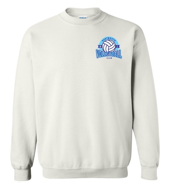 Dartmouth Volleyball Club - White Dartmouth Volleyball Club Logo Crewneck Sweatshirt (Left Chest Logo)
