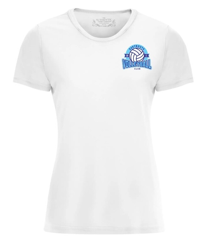 Dartmouth Volleyball Club -  White Dartmouth Volleyball Club Logo Ladies Short Sleeve Moist Wick (Left Chest Logo)