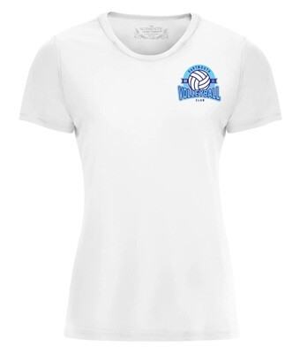 Dartmouth Volleyball Club - White Dartmouth Volleyball Club Logo Ladies Short Sleeve Moist Wick (Left Chest Logo)