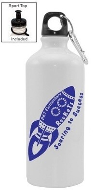 RKT Elementary School - White RKT Logo Aluminum Water Bottle