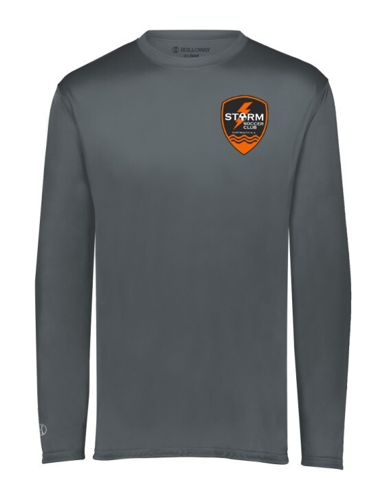 Storm Soccer Club - Dark Grey Long Sleeve Holloway Performance Shirt (Left Chest)