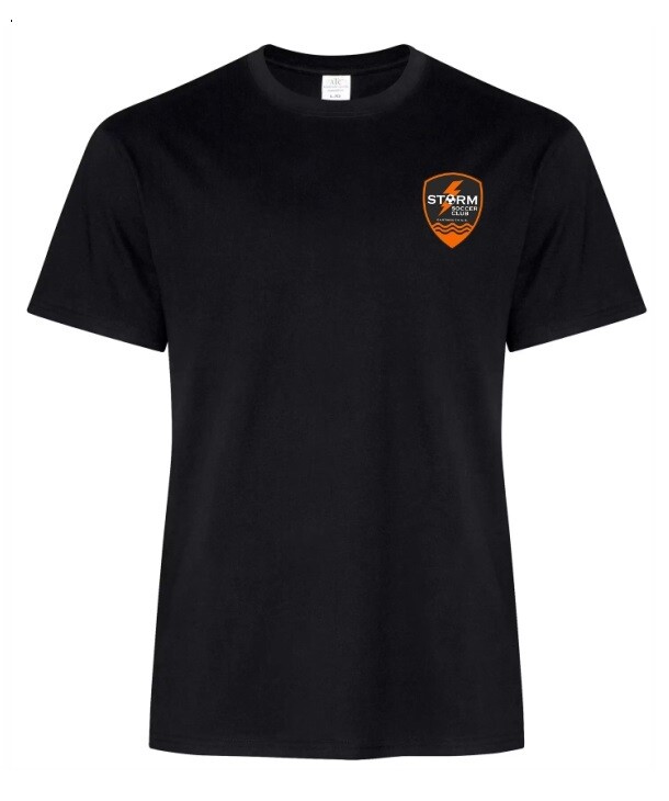 Storm Soccer Club - Black Ring Spun Short Sleeve Shirt (Left Chest)