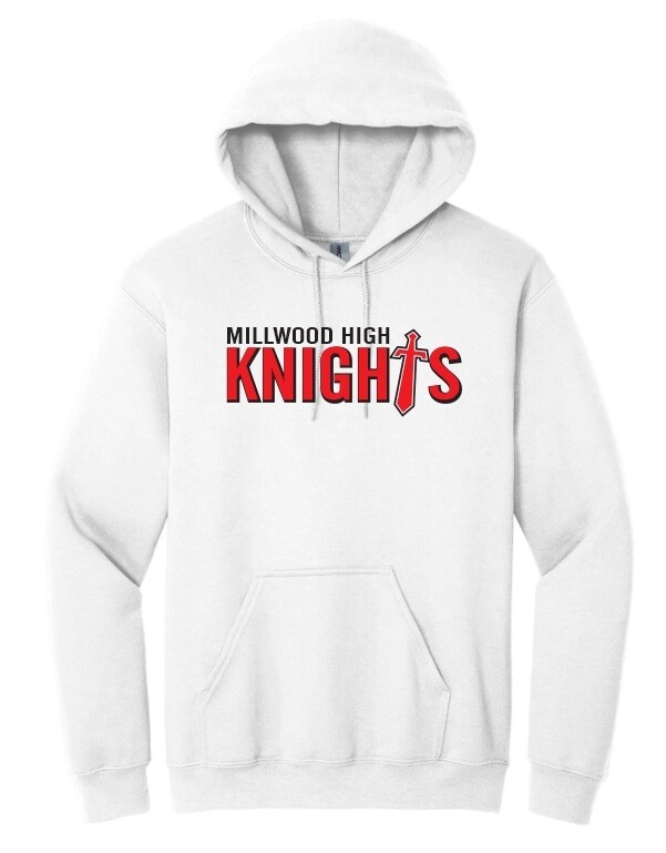 Millwood High - White Millwood Knights Hoodie (Full Chest)