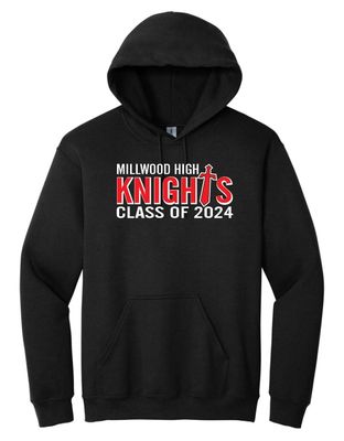 Millwood High - Black Millwood Knights Class of 2024 Hoodie (Full Chest)