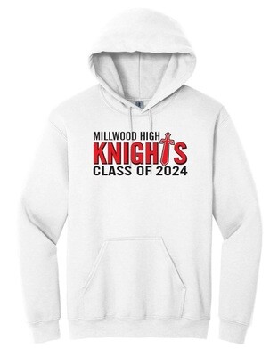Millwood High - White Millwood Knights Class of 2024 Hoodie (Full Chest)